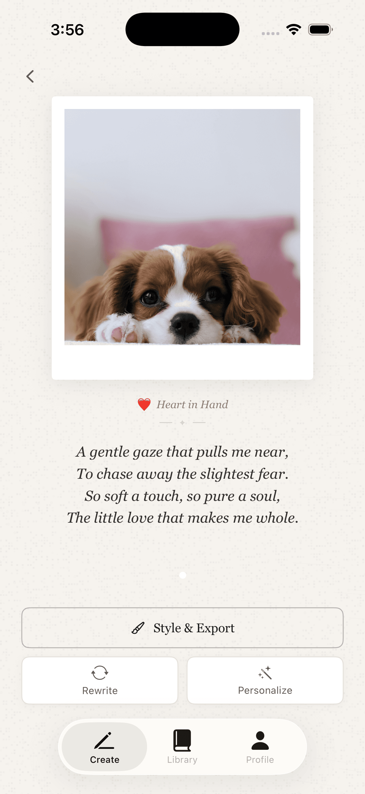 StillWords photo of a puppy paired with a heartfelt poem